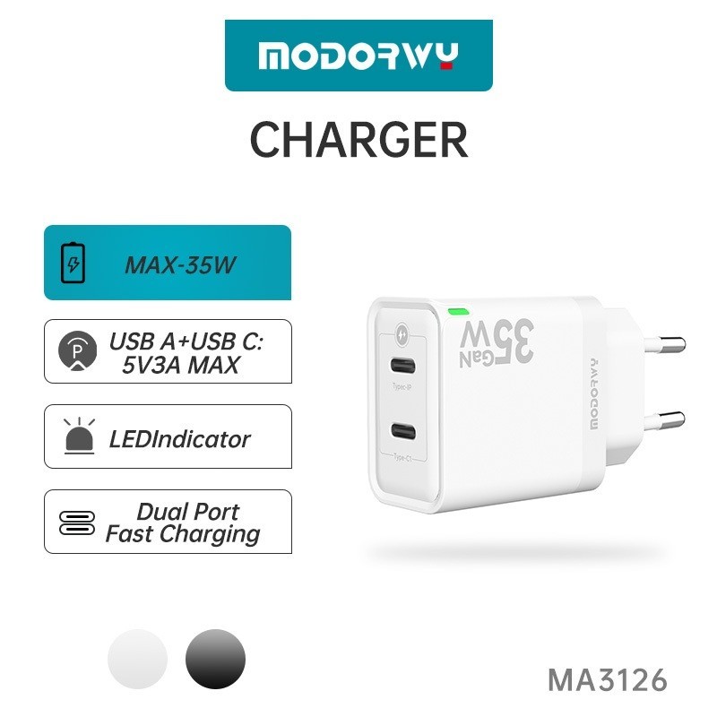 MODORWY PD ชาร์จเร็วสุด ชุดชาร์จ 35W ชาร์จ QC3.0 ชาร์จเร็ว ชาร์จ USB-C ชาร์จ Type-C เร็ว ชาร์จโทรศัพท์ รุ่น MA3126