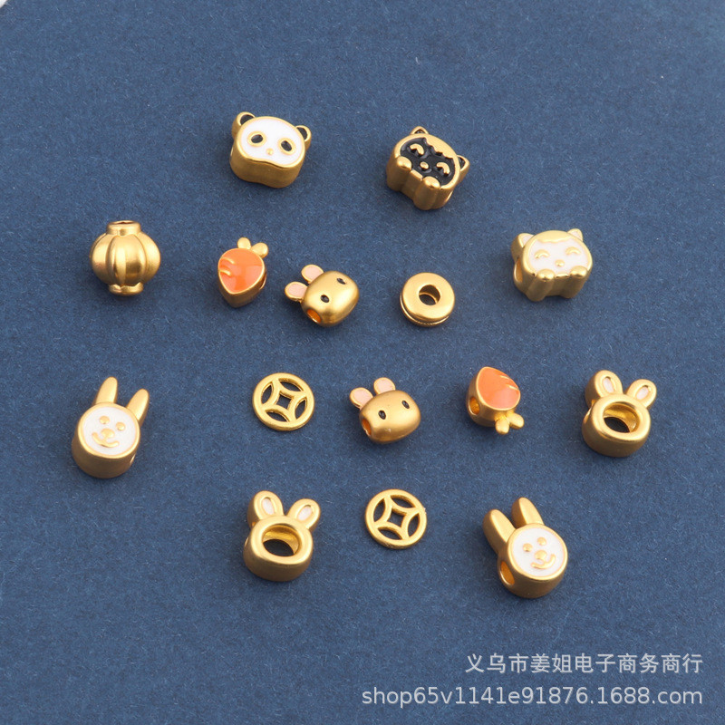 โลหะผสมทราย-plated ทองวิธีโบราณ Golden กระต่ายแครอท diy อุปกรณ์เสริมสร้อยข้อมือ Spacer ลูกปัด Spacer Panda เครื่องประดับชุด