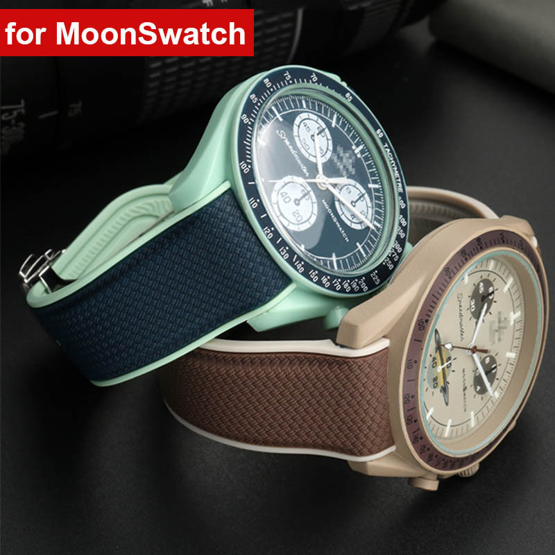 ปลายโค ้ ง 20 มม.สําหรับ Omega X Swatch Joint MoonSwatch กีฬายางซิลิโคนเหล ็ กพับหัวเข ็ มขัดนาฬิกาอุปกรณ ์ เสริมสําหรับ Seamaster 300