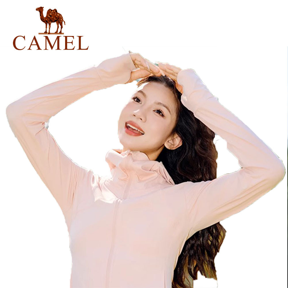 CAMEL อูฐเสื้อผ้าป้องกันแสงแดดของผู้หญิงฤดูร้อนใหม่ผ้าไหมน้ําแข็งเสื้อผ้าป้องกันแสงแดดการดูดซึมความชื้นแห้งเร็วเสื้อป้องกันแสงแดดสั้น