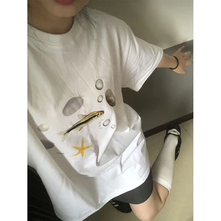 (จัดส่งตลอด 24 ชั่วโมง）Angle Official เสื้อยืดผู้หญิง Oversize เสื้อแขนสั้น ซัมเมอร์ เกาหลี มินิมอล ผ้านุ่ม T28