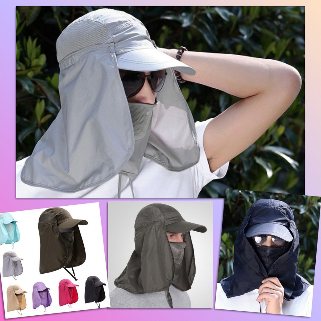 🚀 หมวก กันแดด แก๊ป ผ้าคลุม ผ้ารอบด้าน หมวกตกปลา โม่งคลุมหัว แบบมีหมวกบังแสง ผ้าลดอุณหภูมิ ใส่แล้วเย็น กันแดด UV กันฝุ่น🚀