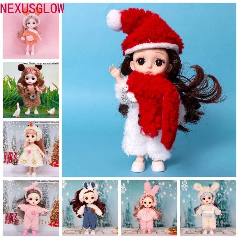 Nexusglow 16 ซม.BJD Doll, Big Eyes 1/12 Scale Cute Face BJD Doll, Full Set Doll Movable 16 ซม.รูปหวาน Movable BJD ตุ ๊ กตา Diy ของขวัญ
