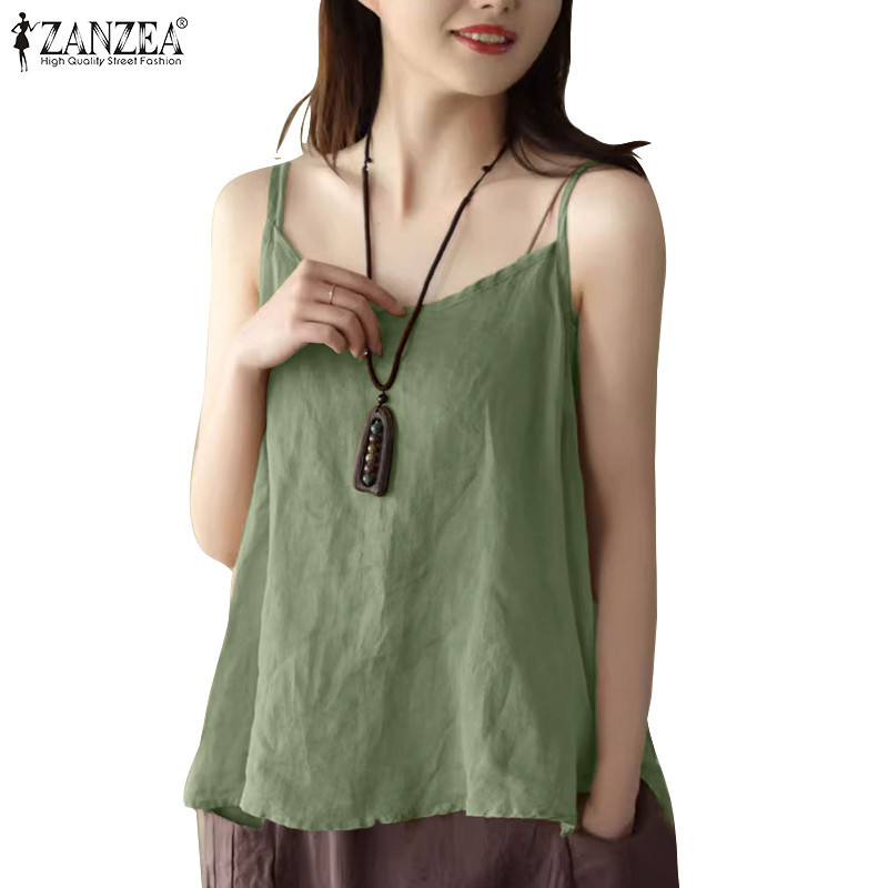 Zanzea เสื ้ อกล ้ ามลําลองทรงหลวมแขนกุดแฟชั ่ นเกาหลีสําหรับผู ้ หญิง