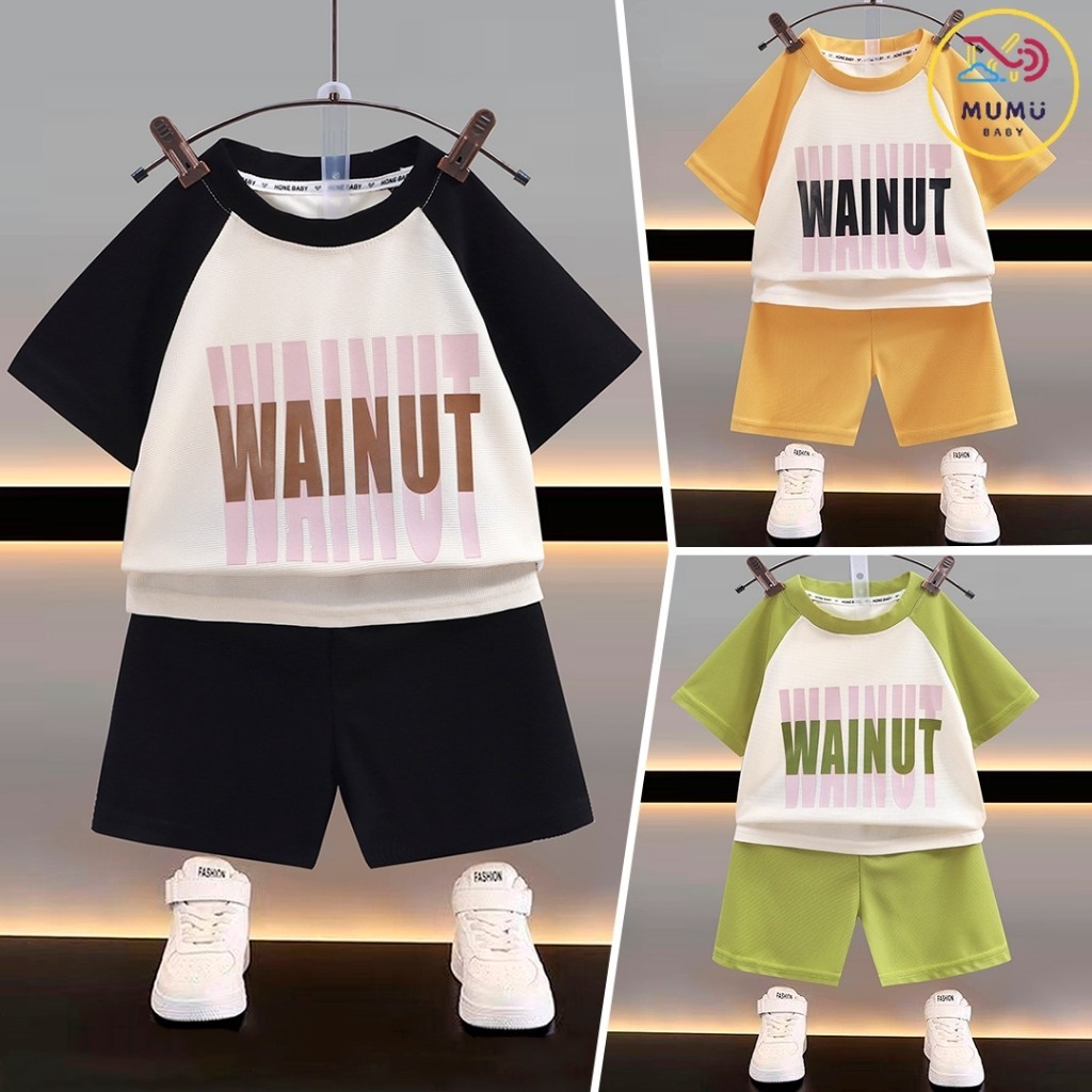 พร้อมส่งชุดเซ็ทสำหรับเด็ก เซ็ทเสื้อคอกลม แขนสั้นและกางเกงขาสั้น