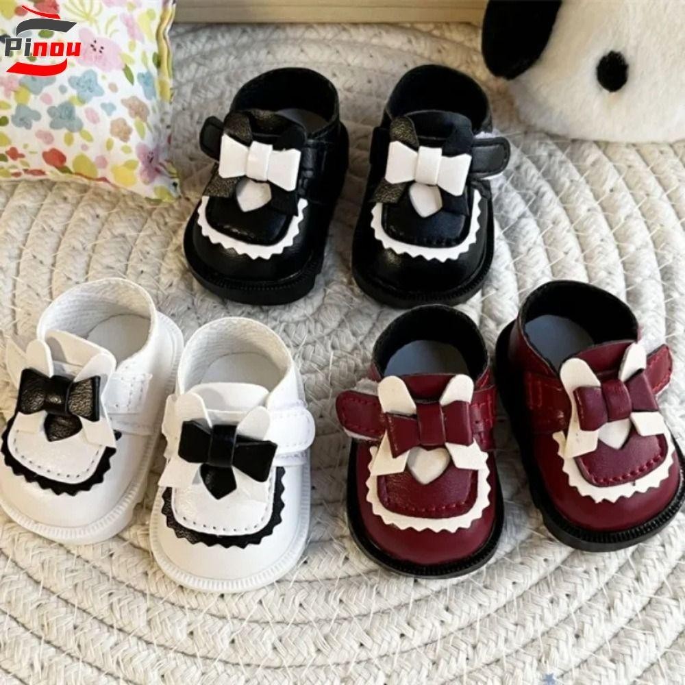 Pinou รองเท้าเจ้าหญิง หนัง PU ประดับโบว์ คุณภาพสูง แฮนด์เมด DIY อุปกรณ์เสริม สําหรับตกแต่งตุ๊กตา