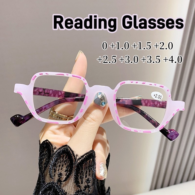 แฟชั ่ นวินเทจผู ้ หญิงแว ่ นตาอ ่ านหนังสือเลนส ์ ความละเอียดสูงสายตายาว Unisex Anti-blue Light Far-sighted แว ่ นตา Plus องศา