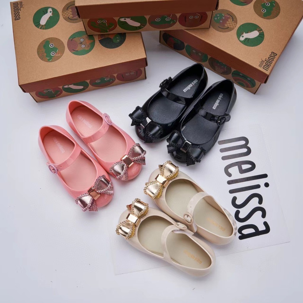 Melisa Children 's Bronzing Bow Pumps Sandals Boat Shoes Fashion New ( ในสต ็ อก )