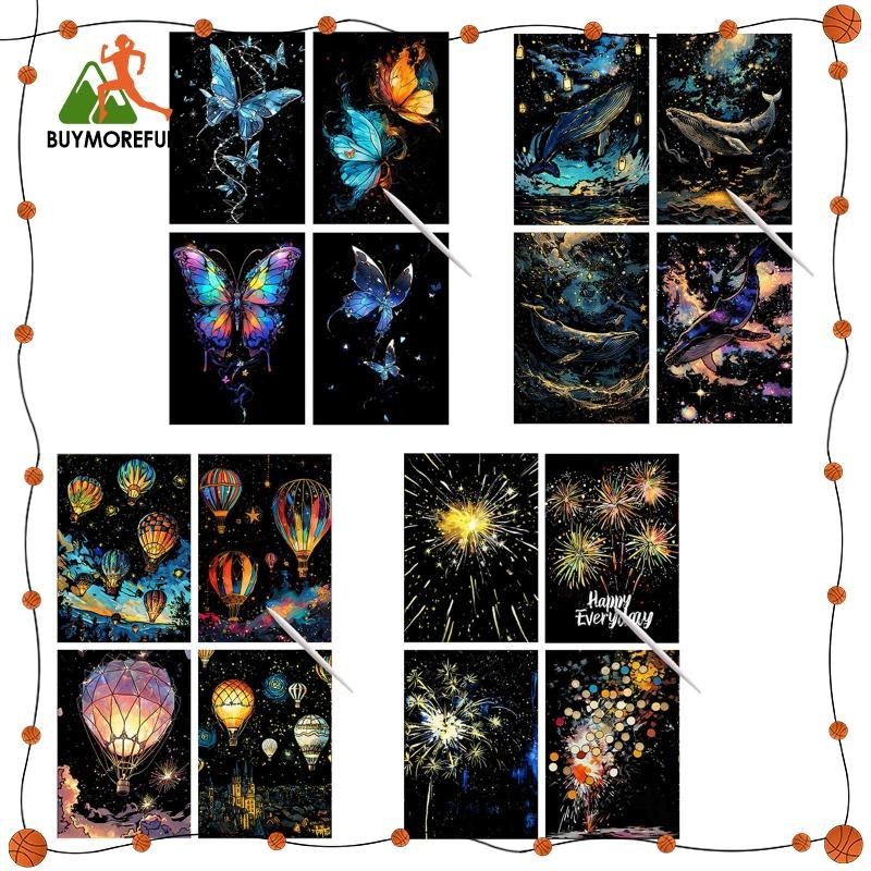 [ ซื ้ อmorefun ] Scratch Paper Art Set Scratch Painting Paper Children Craft Projects Kit Art Craft