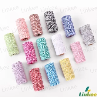 Linkee เชือกเกลียวสองสี ยาว 100 เมตร สำหรับงาน DIY บรรจุภัณฑ์ของขวัญ งานฝีมือ Cotton Twine
