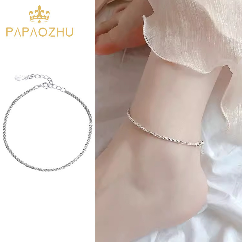 Papaozhu Minimalism เงิน Glittery เลื่อมสร้อยข้อเท้าผู้หญิงแฟชั่น Beach Foot Chain ข้อเท้าสร้อยข้อมือเครื่องประดับ
