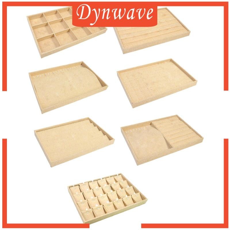 [Dynwave] ถาดเครื่องประดับวางซ้อนกันได้ผ้าลินิน Burlap ถาดแทรกคอนเทนเนอร์เครื่องประดับผู้ถือเครื่องประดับสําหรับลิ้นชักร้านค้า Dresser