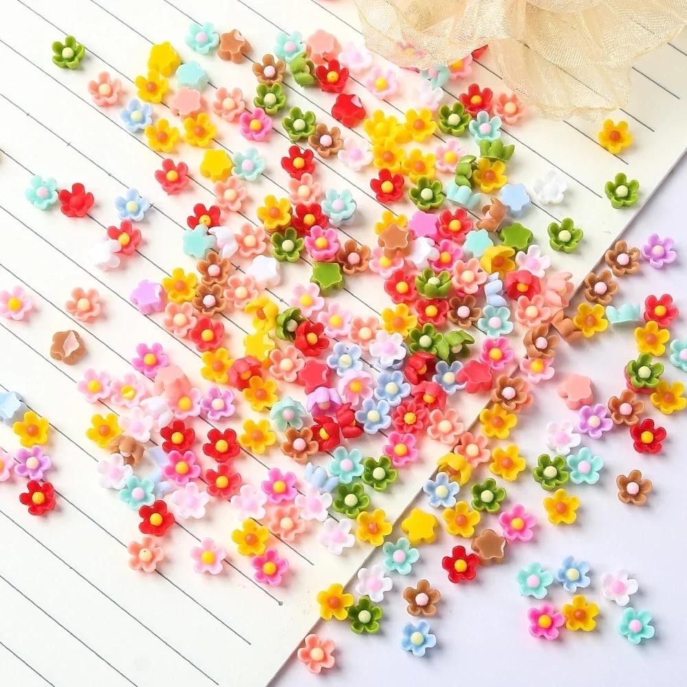 100 ชิ้นหวานเรซิ่นดอกไม้สดเล็บ Charms Dopamine สี Cool ฤดูร้อนตกแต่งเล็บอุปกรณ์เสริมสําหรับเล็บ DIY หัตถกรรม