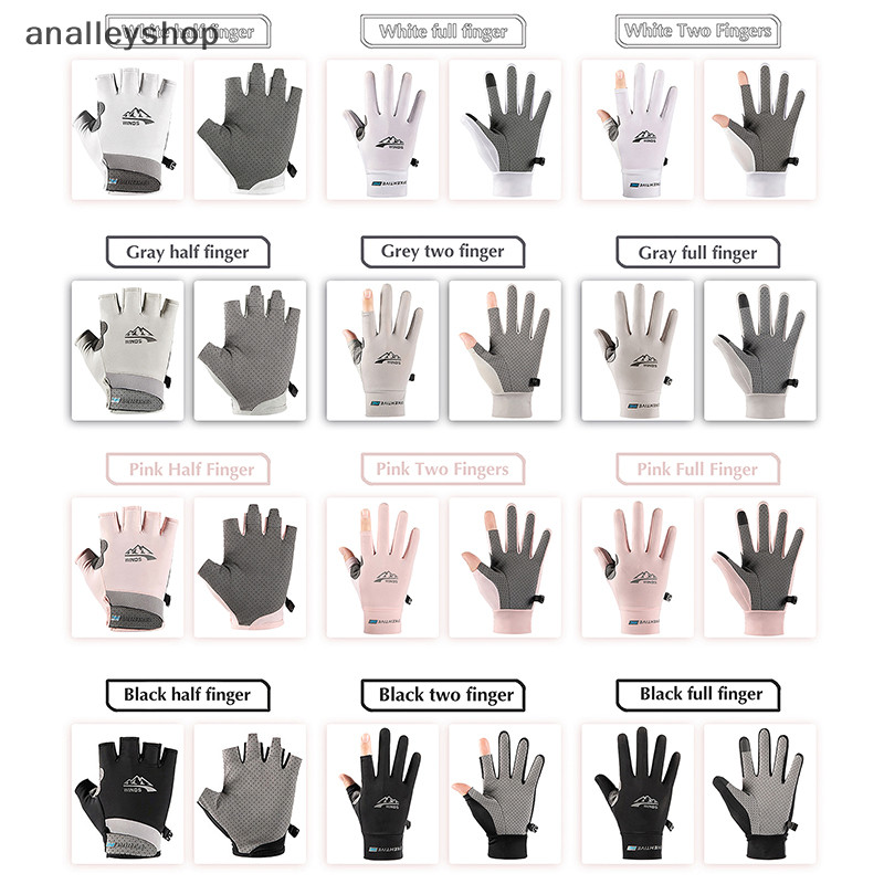 [Analleyshop] ถุงมือผ้าไหมน้ําแข็งสําหรับบุรุษและสตรีระบายอากาศและแห้งเร็วในฤดูร้อนถุงมือปั่นจักรยานกลางแจ้งกันลื่นถุงมือป้องกันแสงแดด [th]