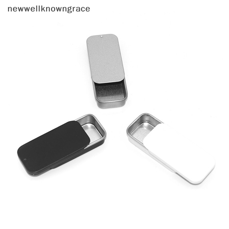 Newwellknowngrace โลหะสี่เหลี่ยมที่ว่างเปล่า Mini กล่องดีบุก Tinplate Push Candy Pill Cases กล่องเก็บ TH