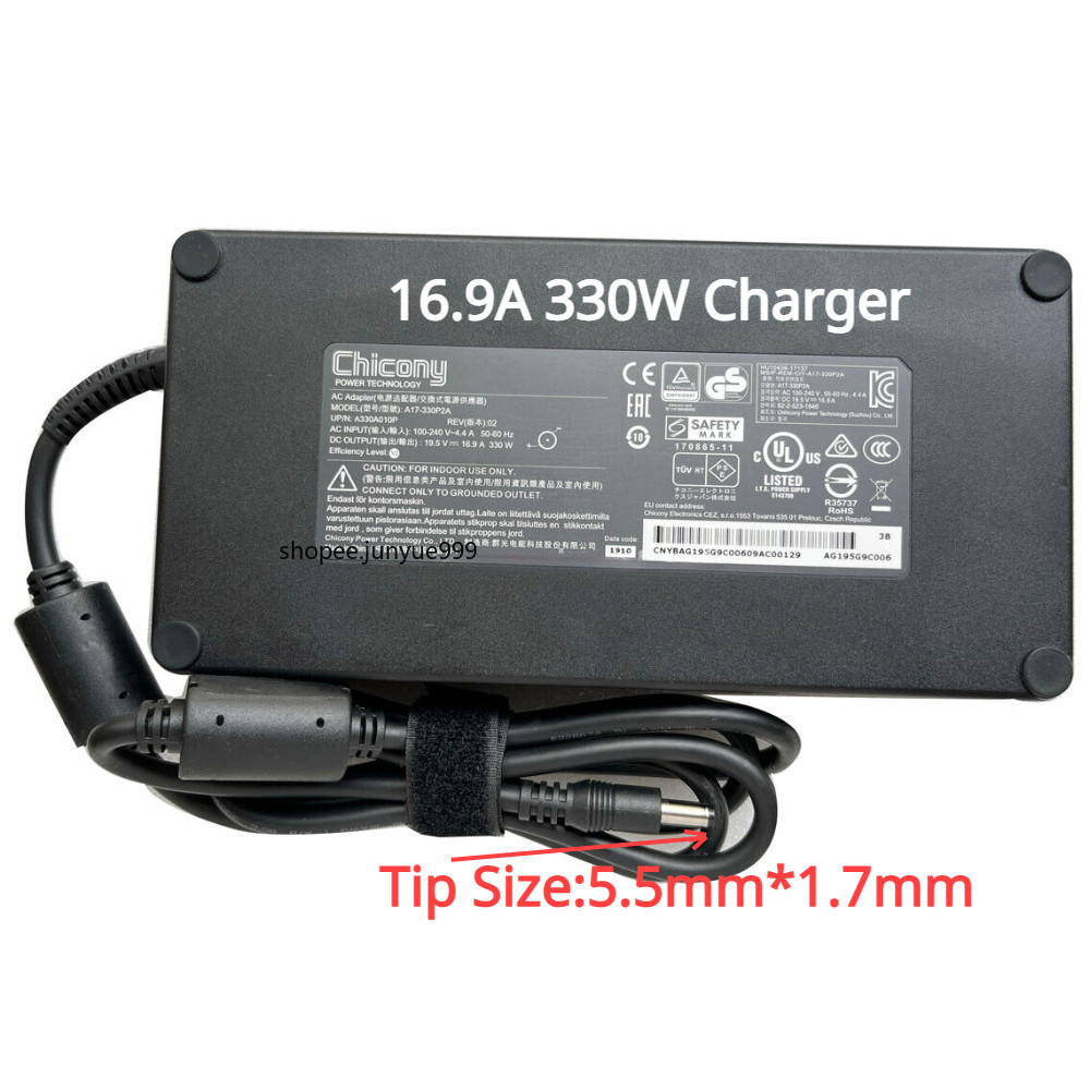 Chicony 19.5V 16.92A 330W AC Adapter Charger สําหรับ Acer Predator Helios 16 18 300/Acer Nitro 16 แล