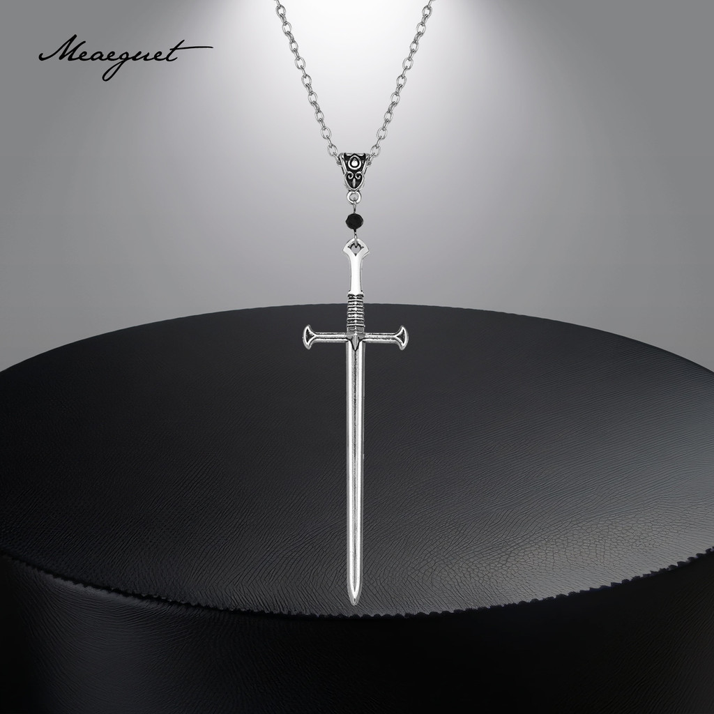 Meaeguet Punk ดาบจี ้ สร ้ อยคอผู ้ ชายผู ้ หญิง Gothic ยาว Dagger ดาบสร ้ อยคอ Hip Hop Jewlry