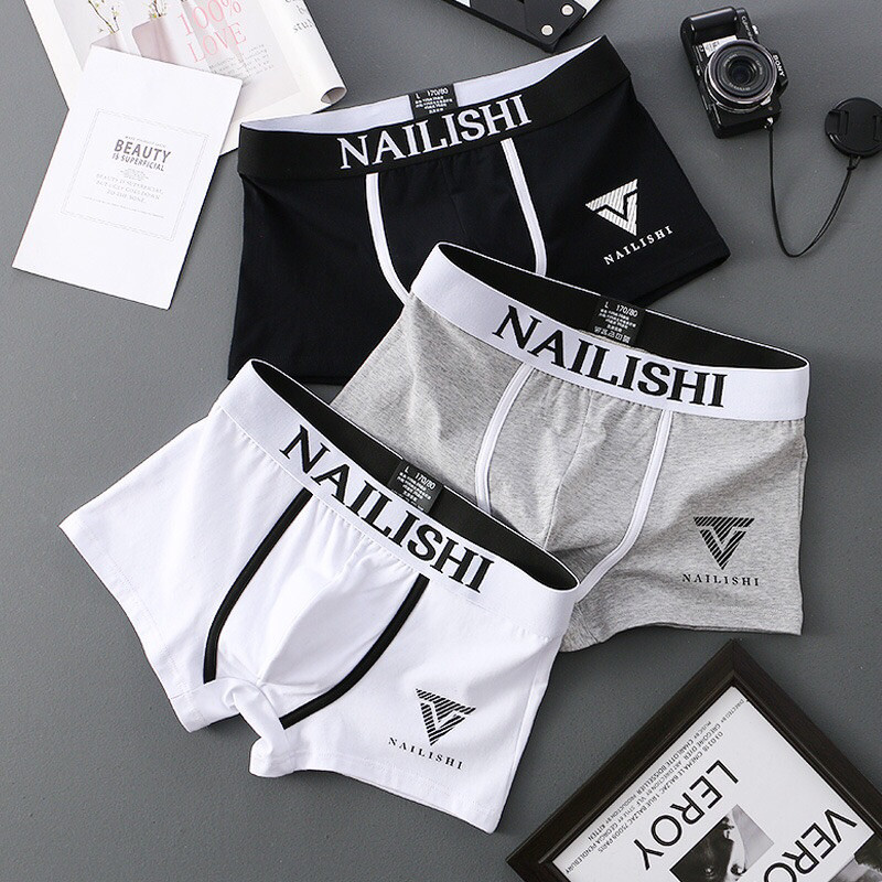 พร้องส่ง กางเกงในชายแบบขาสั้น  Underwear เนื้อผ้าcotton ผ้านุ่มใส่สบาย ระบายอากาศ ดูดซับเหงื่อได้อย่างดี