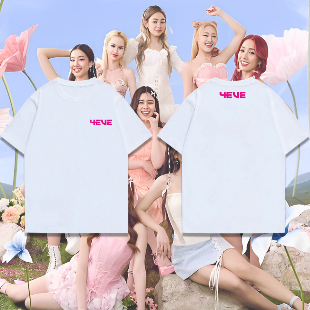 4EVE เสื้อยืด ภาพสมาชิกผ้าฝ้ายแขนสั้นพิมพ์