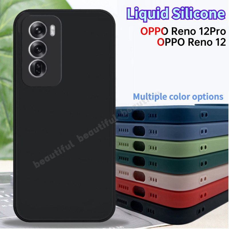Oppo Reno 12 5Gเคสโทรศัพท์สําหรับOPPO Reno12 Reno 12 Pro 12F S 12Proปลอกสแควร์ซิลิโคนเหลวคู่นิ่มสีบริสุทธิ์กันกระแทกฝาครอบป้องกันOPPO Reno12Pro Reno11 11F