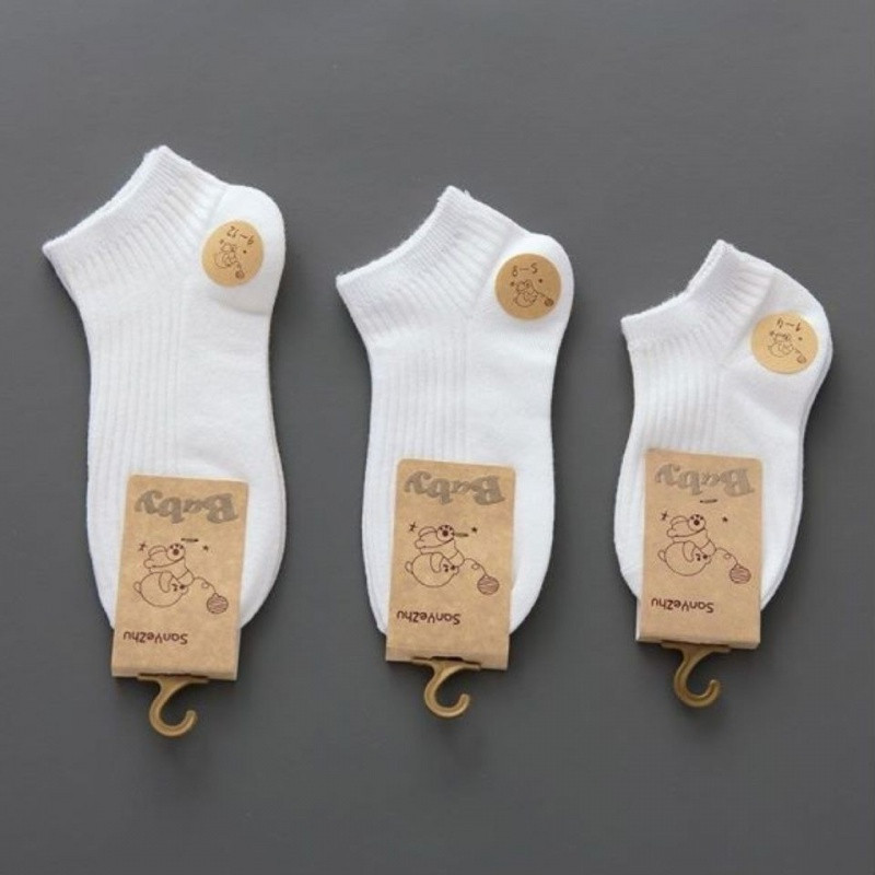 5 Pairs Kids White Cotton Short Socks
