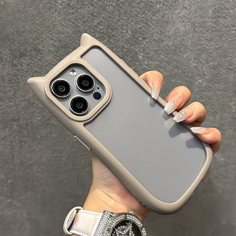 ไทเทเนียมสีเทาหูแมว Liquid Edge เคสโทรศัพท์สําหรับ iphone 15 Pro Max 14 13 12 11 Pro Max 15 PLUS 14 PLUS ครอบคลุมเต็มรูปแบบกันกระแทกป้องกันอะคริลิคโปร่งใส