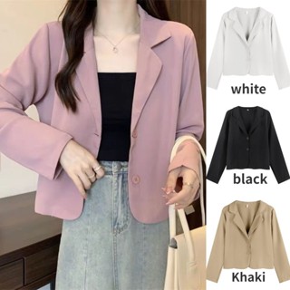 【ส่งไวจากไทย】MSD สูท เสื้อแจ็คเก็ตสตรีสไตล์เกาหลีสั้นบางสีทึ…