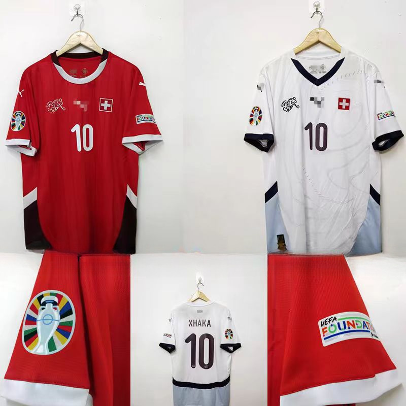 [รุ่นพัดลม] ใหม่ยุโรปถ้วย 224/25 สวิสเซอร์แลนด์เหย้าและเยือนเสื้อฟุตบอลด้านบนแขนสั้นลําลองรุ่นไทย