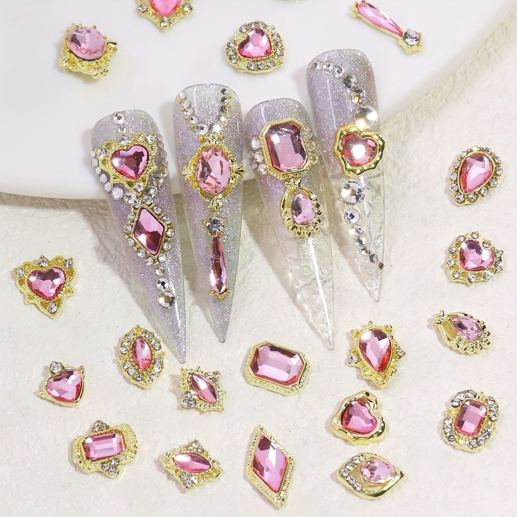 เพทายตกแต่งเล็บโลหะผสม Rhinestone คริสตัลเล็บเล็บสติกเกอร์หิน Sparkle เพชร 20 ชิ้น NIBIRUDU