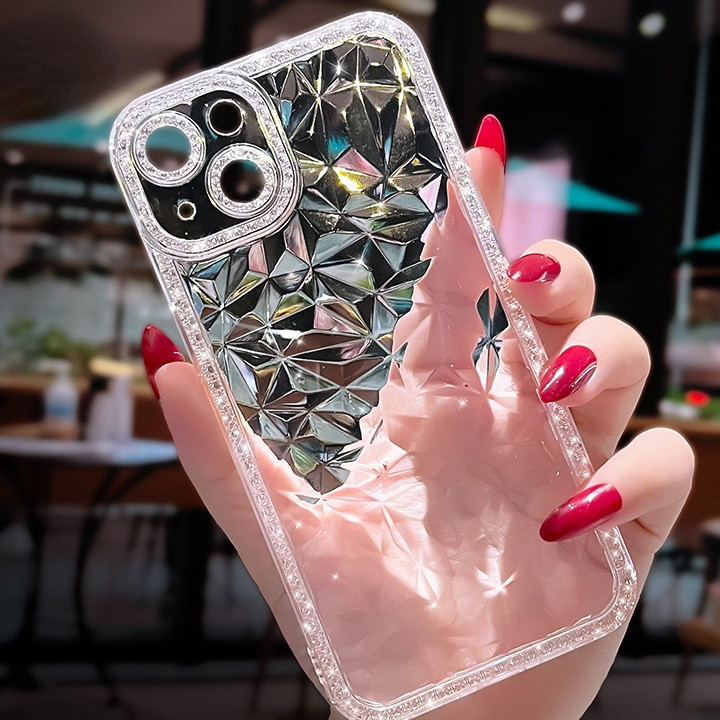 เคสโทรศัพท์แบบนุ่มดูดซับแรงกระแทกประดับเพชรเหมาะสําหรับ iPhone 15 14 13 12 11 Pro Max Plus XR XS 7 8 Plus