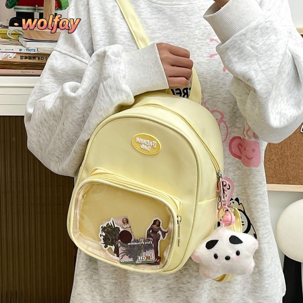 Wolfay Kawaii Itabag, สไตล์ญี่ปุ่นไนลอน Harajuku กระเป๋าเป้สะพายหลัง, Mini PVC กระเป๋าโปร่งใส JK Uniform Bag