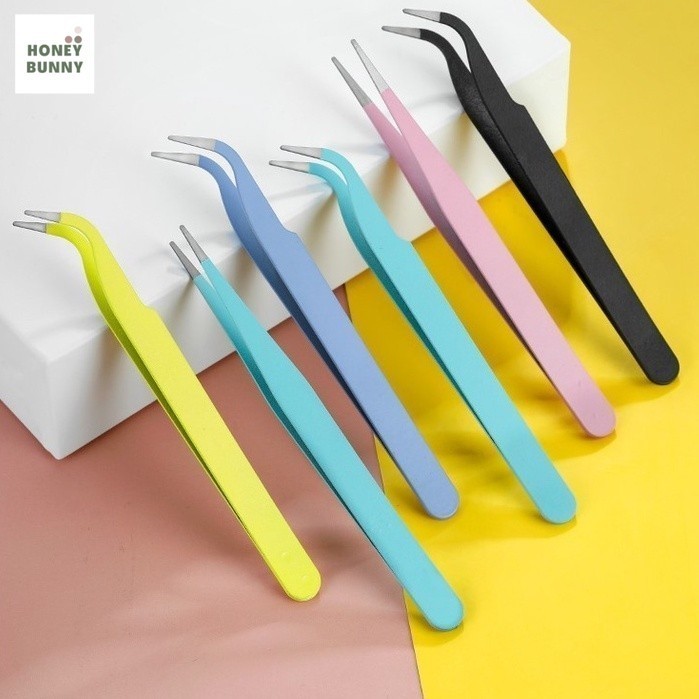 ที่คีบ แหนบ แหนบสีพาลเทล แหนบแบบสแตนเลส สีเงิน คีบสติ๊กเกอร์ คีบเส้นผม สีฟ้า สีน้ำเงิน สีชมพู