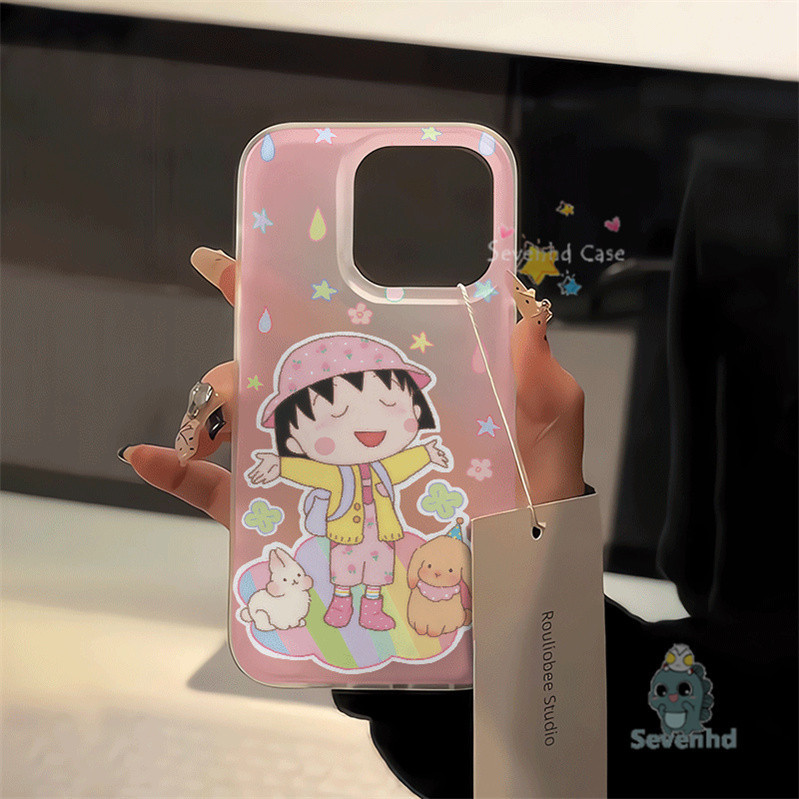 น่ารัก Chibi Maruko-chanการ์ตูนแฟชั่นสําหรับiPhone 15 11 12 13 14 Pro Max X Xr Xs Max 7 8 6s Plus SE 2020 Frosted Ultra Thinเคสโทรศัพท์กันกระแทกTPU Clearปกหลัง