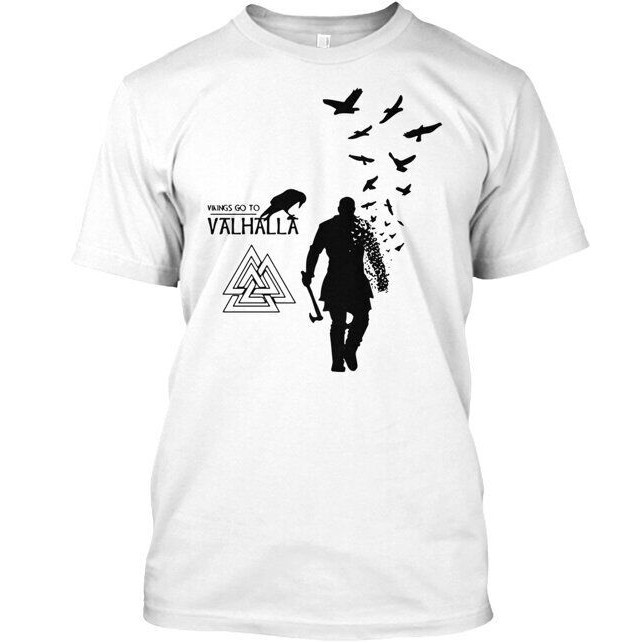 Vikings Go To Valhalla Ragnar And Ravens Men เสื้อยืด