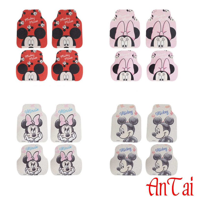 พรมรถยนต์4pcs วัสดุเพิ่มความหนา กันน้ำกันเปื้อนกันลื่น ทำความสะอาดง่าย เหมาะสำหรับรถยนต์5ที่นั่ง