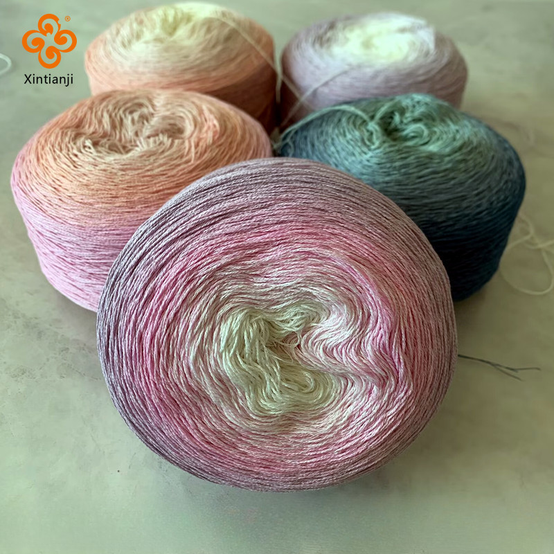 300ก/กลุ่ม ด้ายเค้กไล่โทนสี เบอร์ 8 ลูกไม้มือถักตะขอ 4 Strands ผ้าคลุมไหล่กระโปรงแขนสั้นขนสัตว์ทําด้วยมือ DIY ผ้าห่มเบาะ