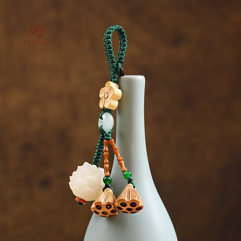 [แฟชั่น] Creative Lucky Bodhi ดอกไม้โซ่โทรศัพท์สไตล์จีนโชคดี Fortune Bodhi พวงกุญแจรถจี้ประณีตโทรศัพท์ตกแต่ง {TH}
