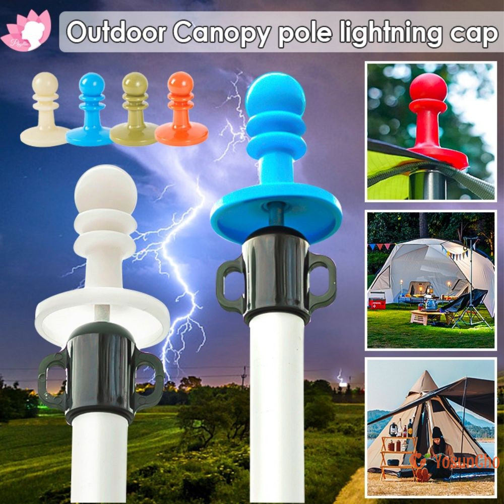 โยซันโช] ป้องกันฟ้าผ่าหมวกเต็นท์ตั้งแคมป์เสากันสาดก้านสนับสนุนบาร์ป้องกันฟ้าร้องฝาครอบป้องกันปลอดภัยกันสาดก้านเต็นท์กลางแจ้งหมวกใ