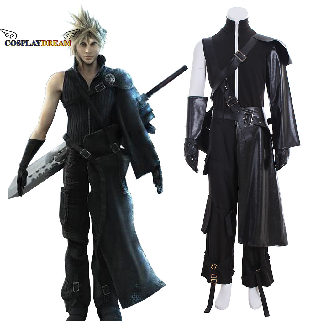 Final Fantasy VII FF7 Cloud Strife คอสเพลย์เครื่องแต่งกายผู้ใหญ่ผู้ชายปาร์ตี้ฮาโลวีนชุดถุงมือเสื้อคล