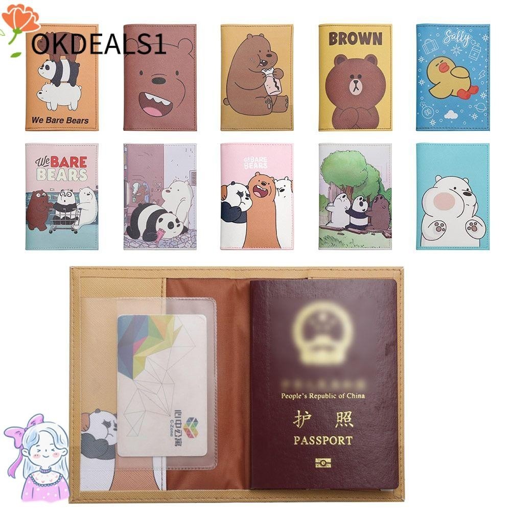 ดีลช็อป ปกพาสปอร์ต, ปลอกป้องกันใบรับรอง ปู่, ของขวัญอุปกรณ์การเดินทางมัลติฟังก์ชั่นแพ็คเกจการ์ดการ์ตูนหมีกระ