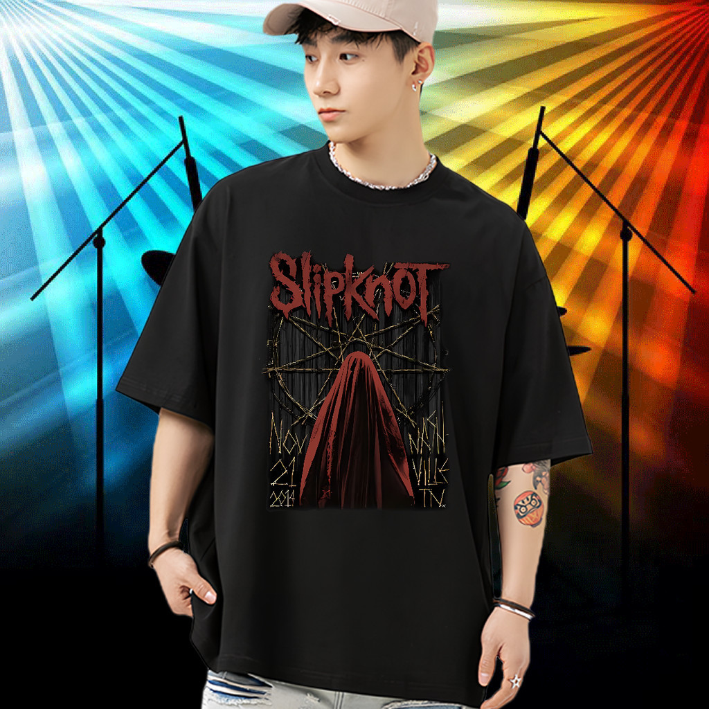 Slipknot วงดนตรีไทย สไตล์อเมริกัน วินเทจ ผ้าฝ้ายโพลีเอสเตอร์ แขนสั้น