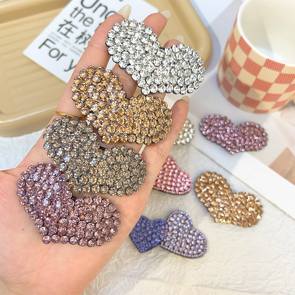 คลิป BB เพชรเต็มเกาหลี - Sweet Shining Rhinestone รูปหัวใจ Barrette - เครื่องประดับผมกิ๊บติดผมสาวน่ารัก