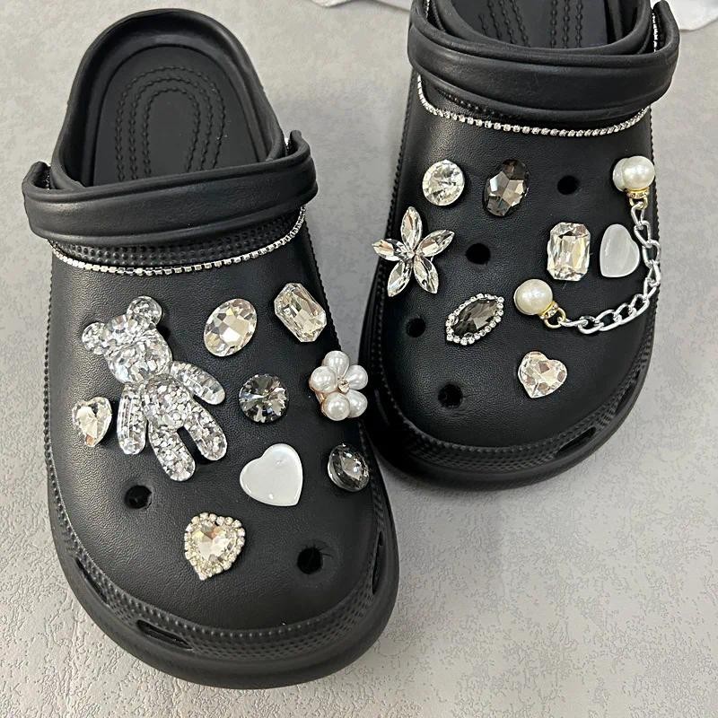 ฤดูร้อนรองเท้าเสน่ห์ปุ่มตกแต่งเพชร jibbits ทําเอง สําหรับอุดตันอุปกรณ์รองเท้าหัวเข็มขัดสําหรับผู้หญิงและเด็กผู้หญิง
