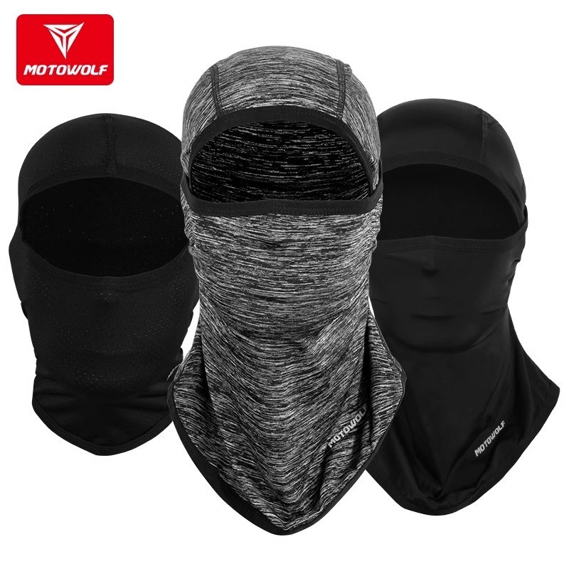 Motowolf ฤดูร้อน Cool Balaclava ผ้าไหมน้ําแข็งขี่จักรยาน Full Face หมวก Sun Anti-UV Protection กีฬา Face Cover Headwear จักรยานรถจักรยานยนต์หมวกผู้ชาย