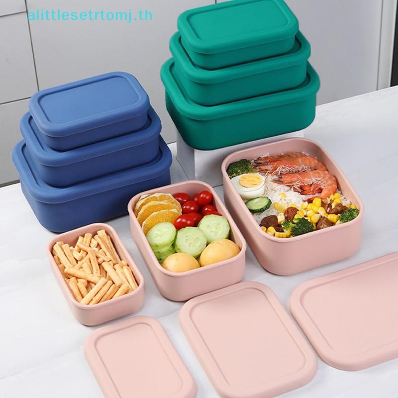 Alittlese 300/700/1300ML ซิลิโคน Bento กล่องผู้ใหญ่กล่องอาหารกลางวัน Bento คอนเทนเนอร์กล่องเก็บอาหารคอนเทนเนอร์พร้อมฝาปิดสําหรับโรงเรียนทํางานท่องเที่ยว TH