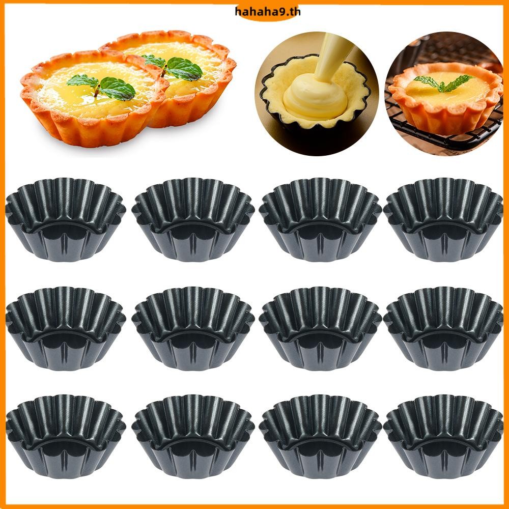 12ชิ้นทาร์ตไข่แม่พิมพ์นํามาใช้ใหม่พุดดิ้งแม่พิมพ์ไม่ติดเหล็กคาร์บอนคัพเค้กเค้กคุกกี้แม่พิมพ์เบเกอรี่ถ้วย ร้านค้า9331