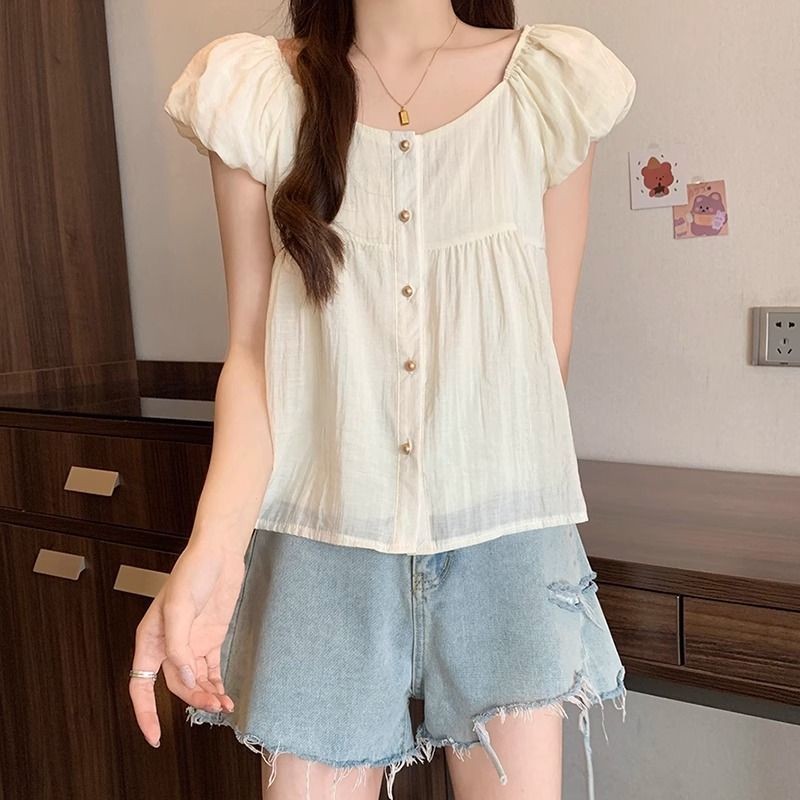 ส่งไวจากไทย⭐Summer⭐S-4XL พลัสขนาดแขนสั้นผู้หญิงเสื้อฤดูร้อนสไตล์เกาหลี - รูปที่ 4