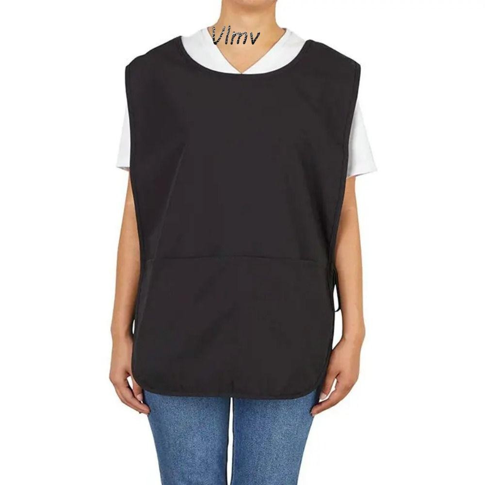 Vlmv เสื้อกั๊กช่างทําผม, พร้อมเสื้อคลุมทําผมสีดํากระเป๋า, เสื้อกันเปื้อนเสื้อกั๊กกันน้ําซักได้