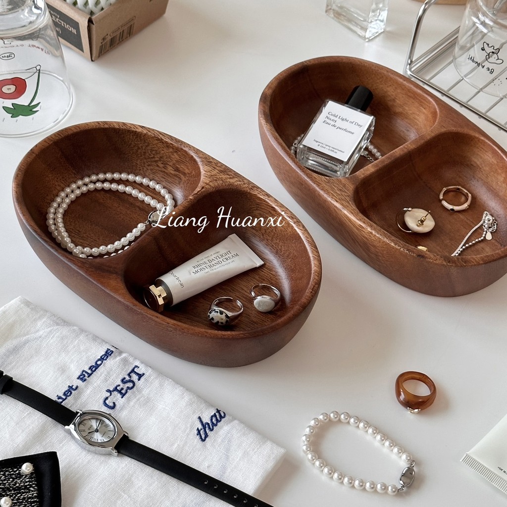 Dreamerhouse Retro ไม้เดสก์ท็อปกล่องเก็บเครื่องประดับน้ําหอม Sundries ช่องถาดห้องนั่งเล่น Entrance Sundries ถาด