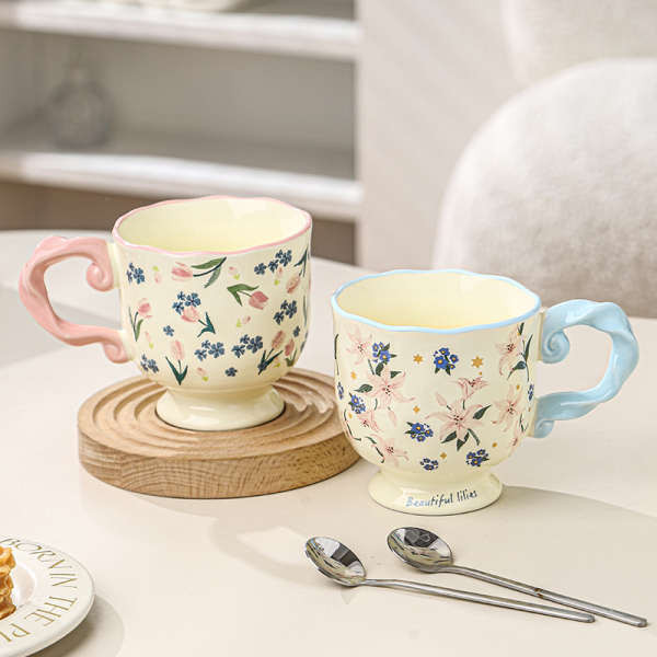 แก้วกาแฟ แก้วกาแฟดํา แก้วที่ดีพิเศษถ้วยดื่มในครัวเรือนน่ารักประณีตเซรามิกสํานักงานถ้วยกาแฟถ้วยน้ํามูลค่าสูง